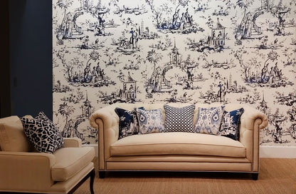 SCALAMANDRE  SUMMER PALACE CHINOISERIE 
SCENIC 
TOILE PORCELAIN   - SC 0001WP88357 NEW SKU # SCWP883570001