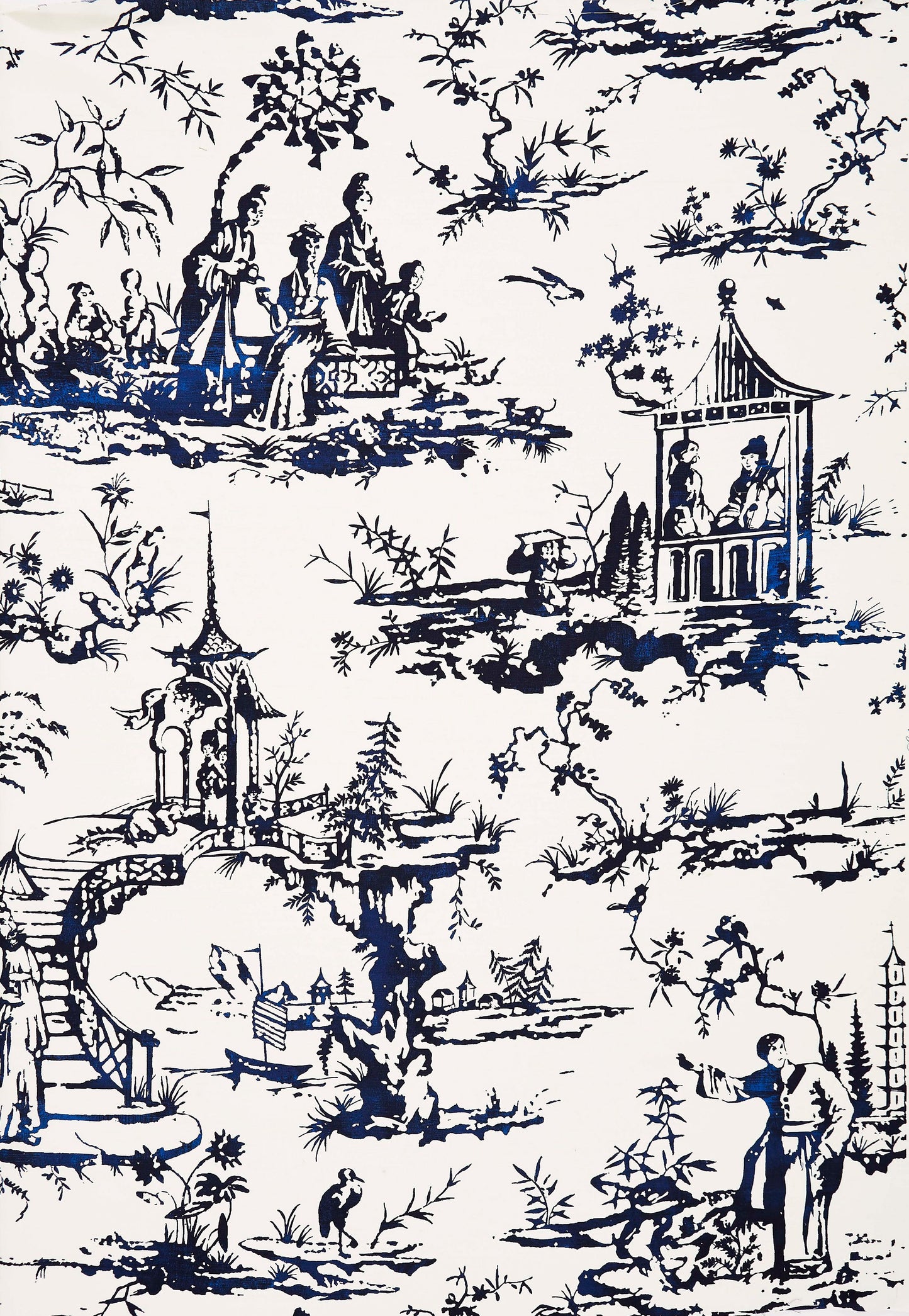 SCALAMANDRE  SUMMER PALACE CHINOISERIE 
SCENIC 
TOILE PORCELAIN   - SC 0001WP88357 NEW SKU # SCWP883570001