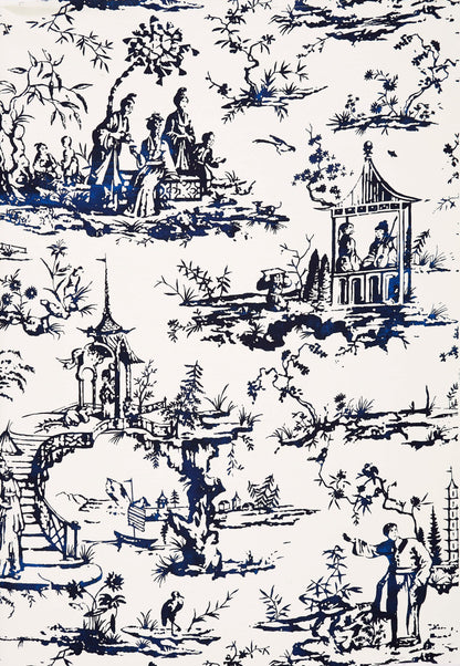 SCALAMANDRE  SUMMER PALACE CHINOISERIE 
SCENIC 
TOILE PORCELAIN   - SC 0001WP88357 NEW SKU # SCWP883570001