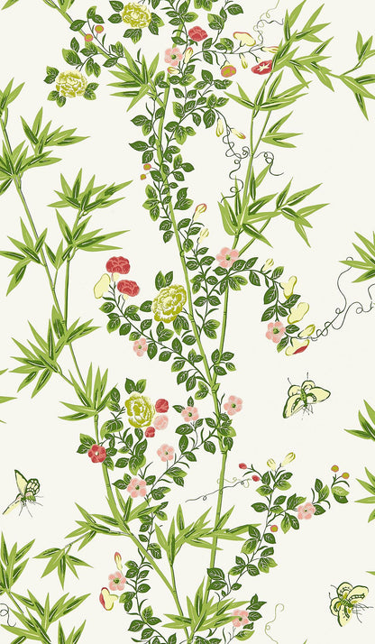 SCALAMANDRE  JARDIN DE CHINE BIRD , ANIMAL 
BOTANICAL , FOLIAGE 
CHINOISERIE 
FLORAL SPRING   - SC 0001WP88375 NEW SKU # SCWP883750001
