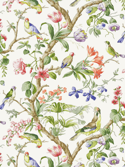 SCALAMANDRE  BELIZE BIRD , ANIMAL 
BOTANICAL , FOLIAGE 
FLORAL IVORY   - SC 0001WP88381 NEW SKU # SCWP883810001