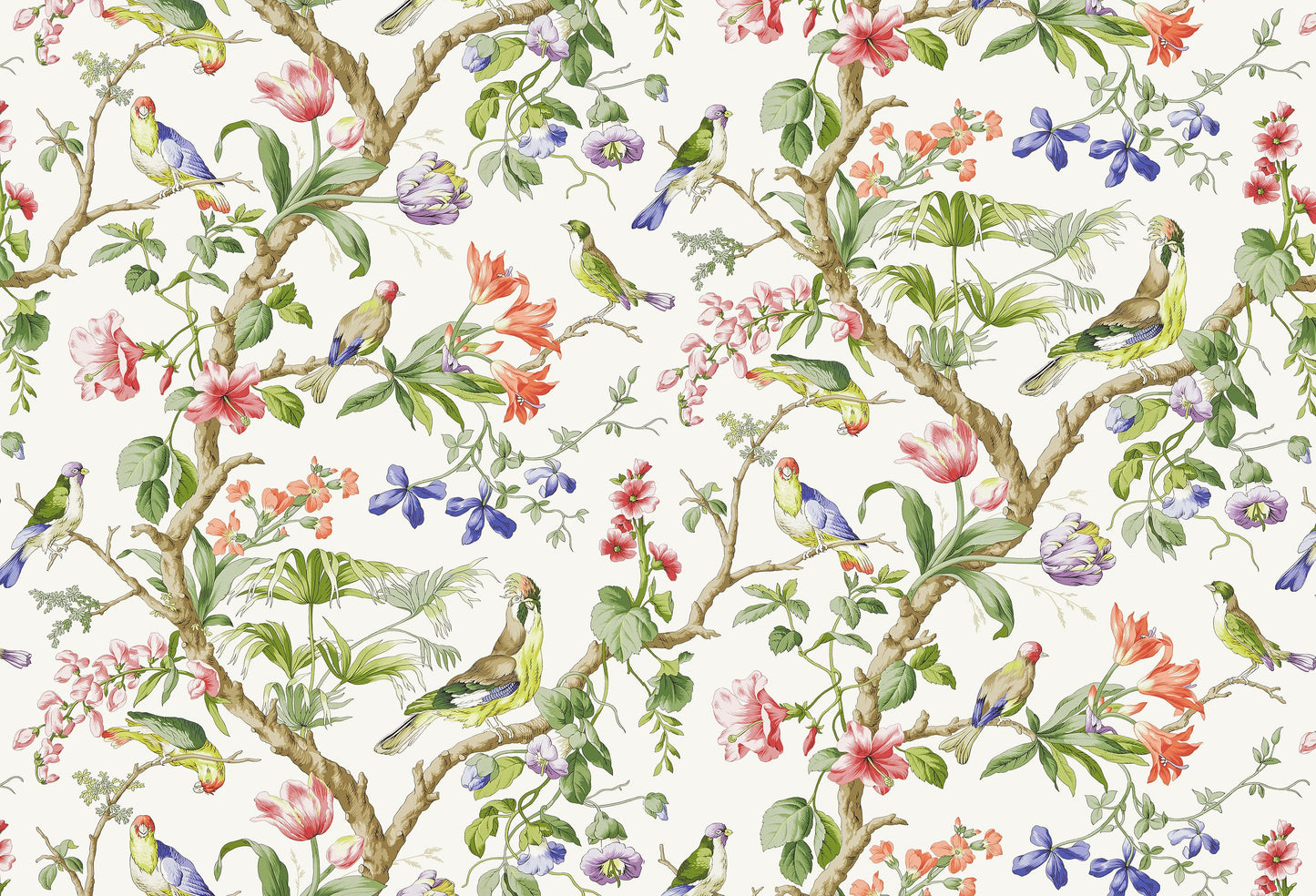 SCALAMANDRE  BELIZE BIRD , ANIMAL 
BOTANICAL , FOLIAGE 
FLORAL IVORY   - SC 0001WP88381 NEW SKU # SCWP883810001
