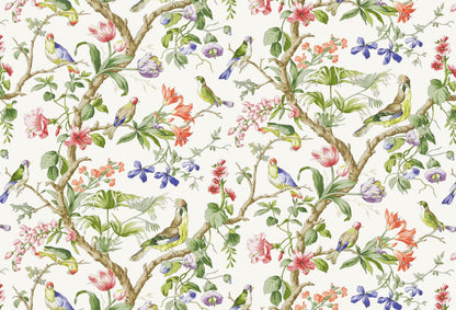 SCALAMANDRE  BELIZE BIRD , ANIMAL 
BOTANICAL , FOLIAGE 
FLORAL IVORY   - SC 0001WP88381 NEW SKU # SCWP883810001