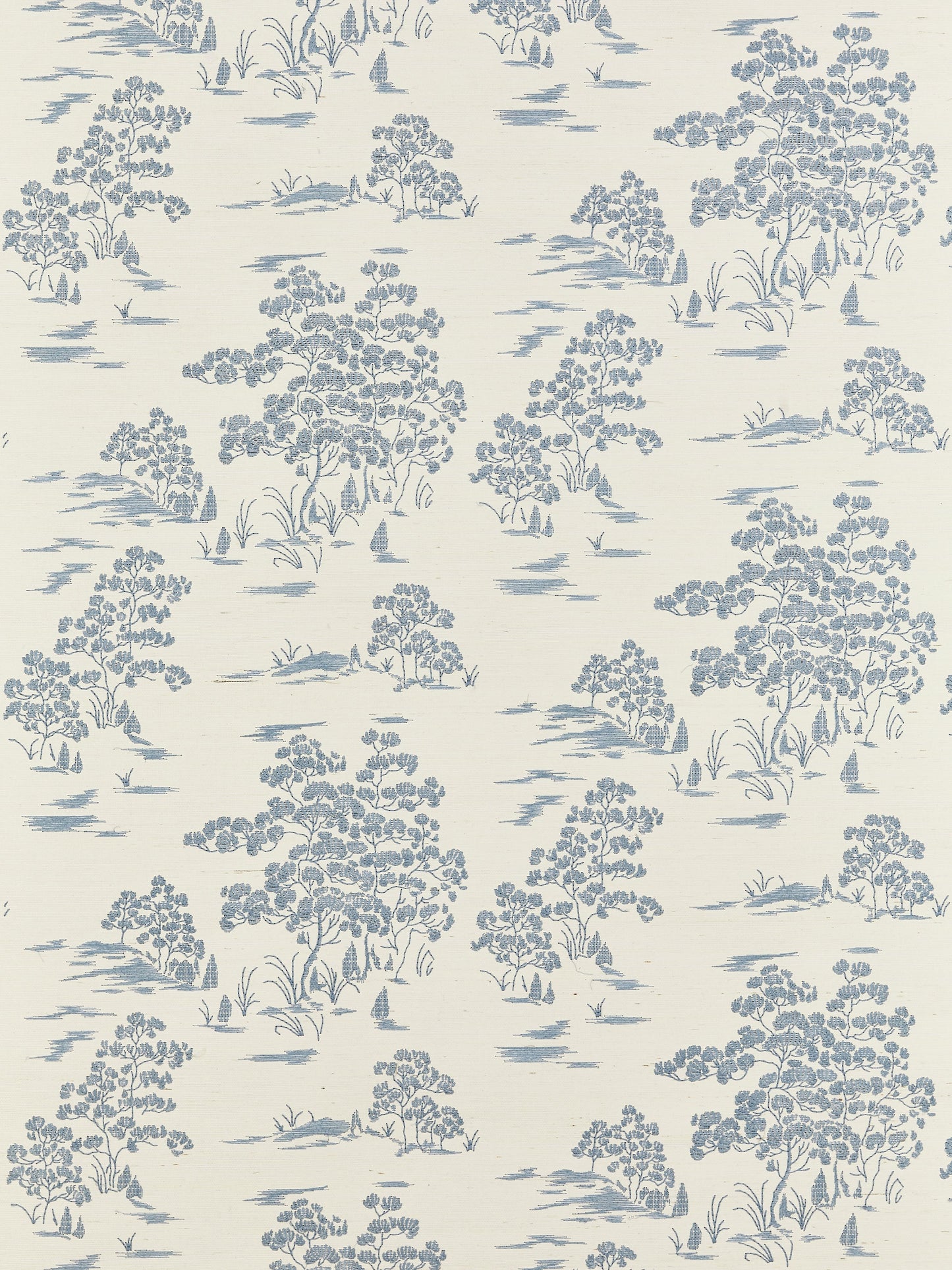 SCALAMANDRE  KATSURA EMBROIDERED TOILE BOTANICAL , FOLIAGE 
CHINOISERIE 
TOILE SKY   - SC 0001WP88445 NEW SKU # SCWP884450001