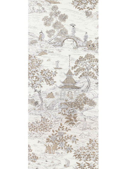 SCALAMANDRE  SATOMI - WALLCOVERING CHINOISERIE 
SCENIC PEWTER   - SC 0001WP88554 NEW SKU # SCWP885540001