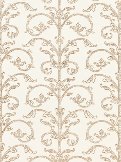 SCALAMANDRE  SAXONY SCROLL WALLCOVERING DAMASK 
FRETWORK , LATTICE 
SCROLL LATTE   - SC 0001WP88558 NEW SKU # SCWP885580001