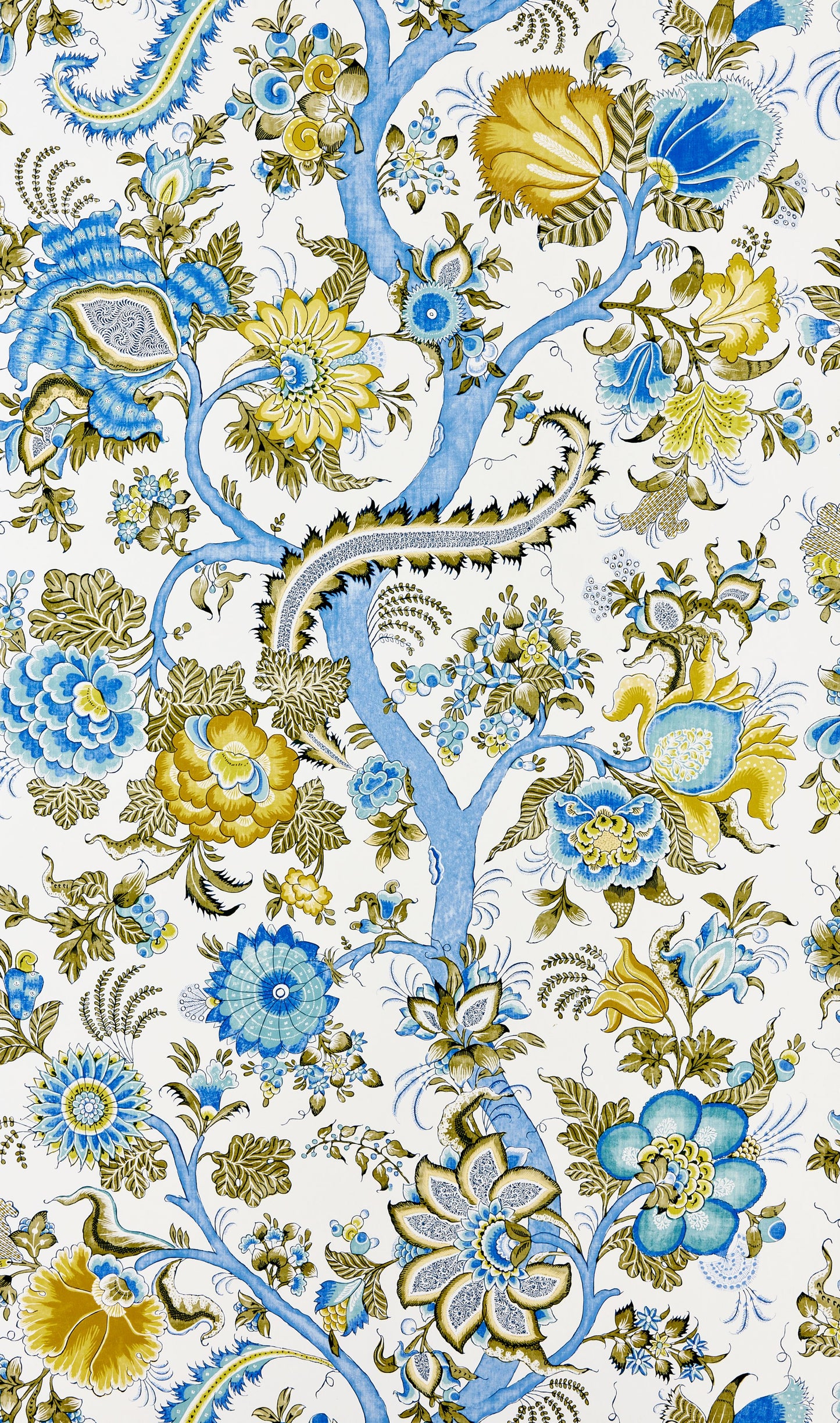 SCALAMANDRE  METROPOLITAN PALAMPORE BOTANICAL , FOLIAGE 
FLORAL 
JACOBEAN , TREE OF LIFE SKY AND SUNLIGHT   - SC 0001WP88561 NEW SKU # SCWP885610001