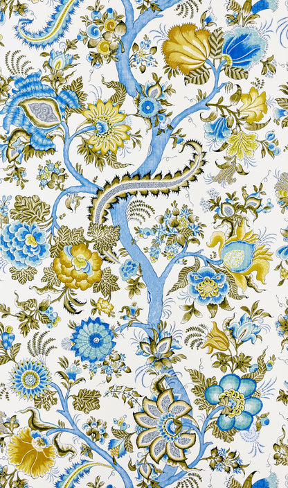 SCALAMANDRE  METROPOLITAN PALAMPORE BOTANICAL , FOLIAGE 
FLORAL 
JACOBEAN , TREE OF LIFE SKY AND SUNLIGHT   - SC 0001WP88561 NEW SKU # SCWP885610001