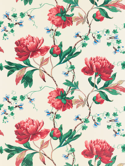 SCALAMANDRE  ISADORA WALLCOVERING FLORAL RED MULTI   - SC 0001WP88562 NEW SKU # SCWP885620001