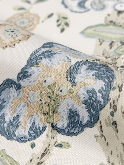 SCALAMANDRE  CUMBRIA WALLCOVERING JACOBEAN , TREE OF LIFE AQUAMARINE ON IVORY   - SC 0001WP88589 NEW SKU # SCWP885890001