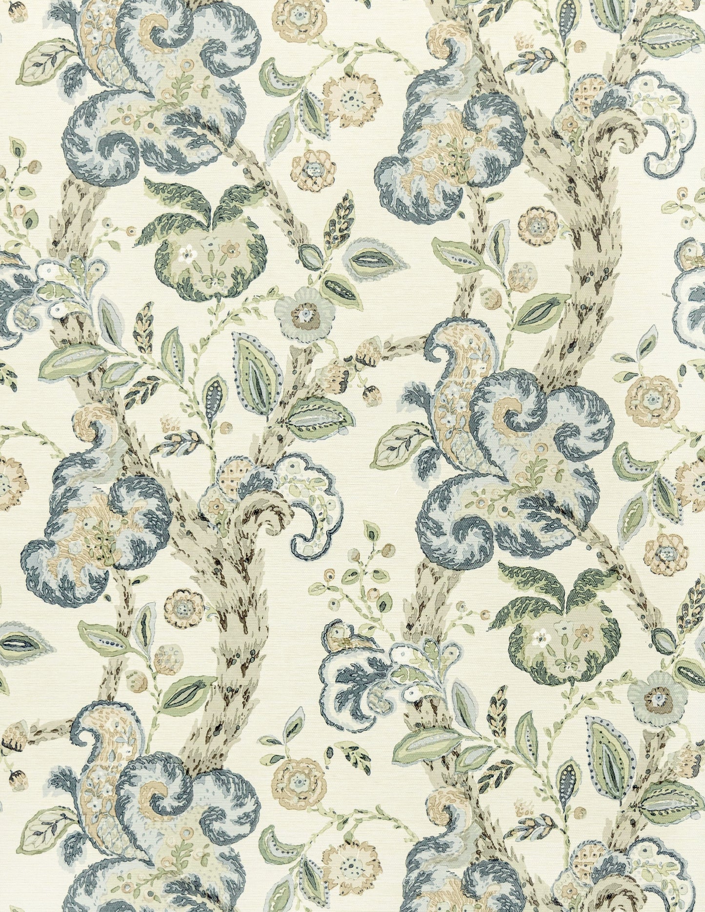 SCALAMANDRE  CUMBRIA WALLCOVERING JACOBEAN , TREE OF LIFE AQUAMARINE ON IVORY   - SC 0001WP88589 NEW SKU # SCWP885890001