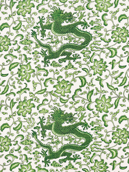 SCALAMANDRE  CHI'EN DRAGON LINEN PRINT FABRIC JADE   - SC 000216558 NEW SKU # SC165580002
