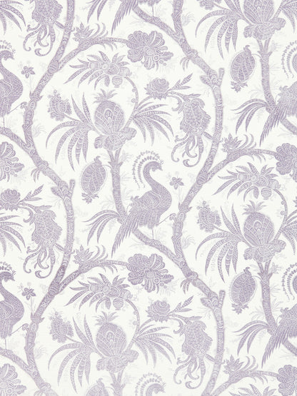 SCALAMANDRE  BALINESE PEACOCK LINEN PRINT FABRIC LAVENDER   - SC 000216575 NEW SKU # SC165750002