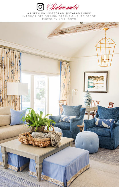 SCALAMANDRE  SOMERSET LINEN PRINT FABRIC PORCELAIN   - SC 000216584 NEW SKU # SC165840002