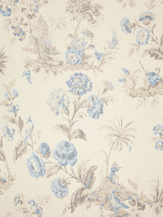 SCALAMANDRE  SOMERSET SILK WARP PRINT FABRIC PORCELAIN   - SC 000216585