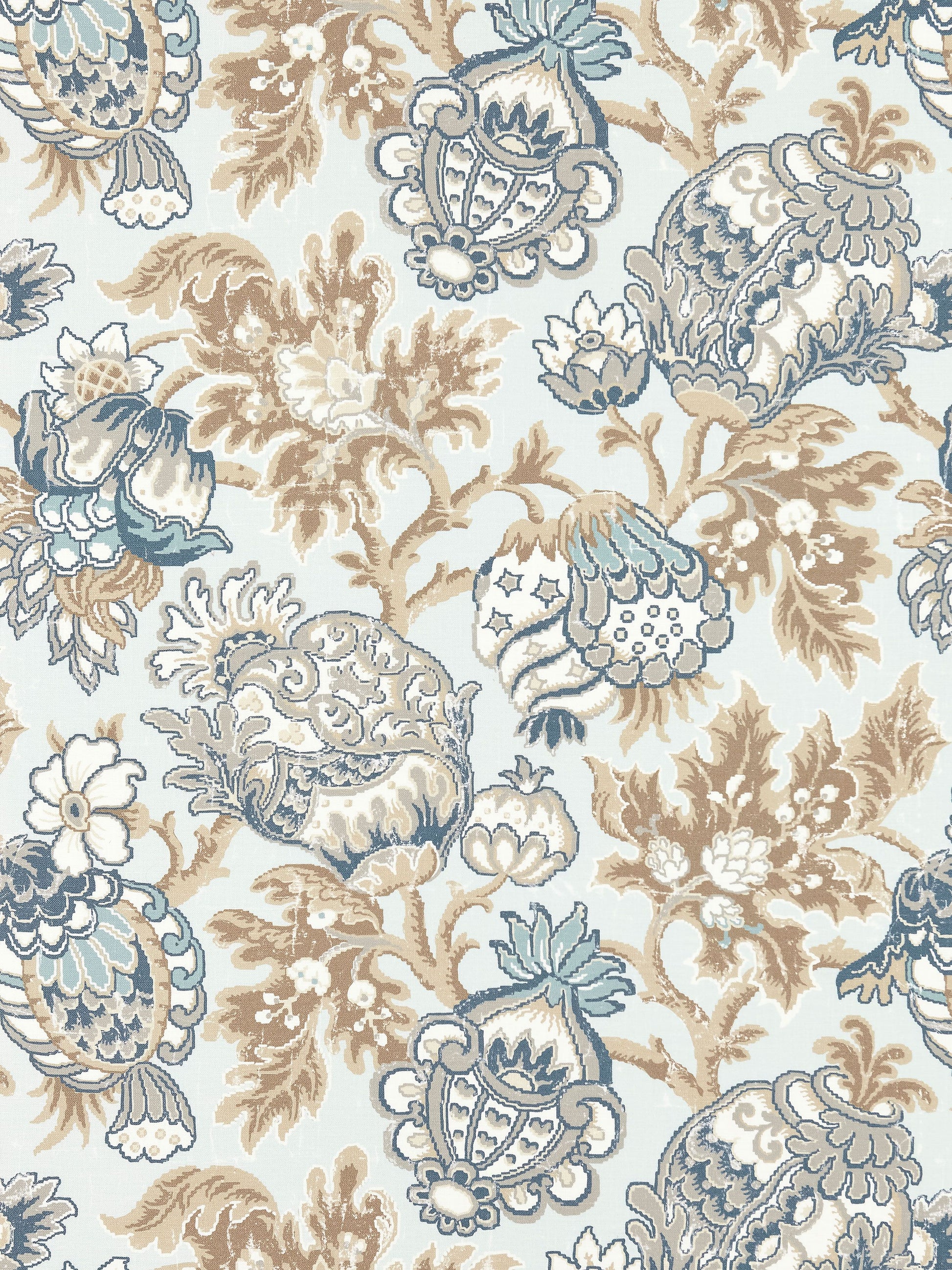 SCALAMANDRE  CANTERBURY LINEN PRINT FABRIC SKY   - SC 000216593