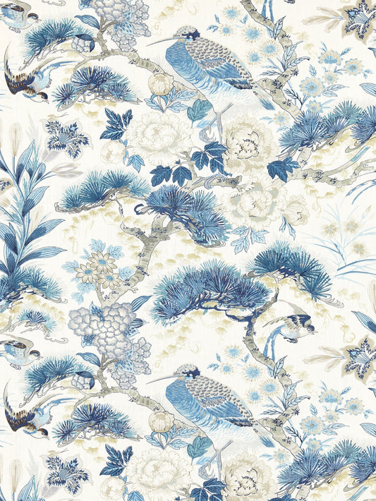 SCALAMANDRE  SHENYANG LINEN PRINT FABRIC PORCELAIN   - SC 000216601