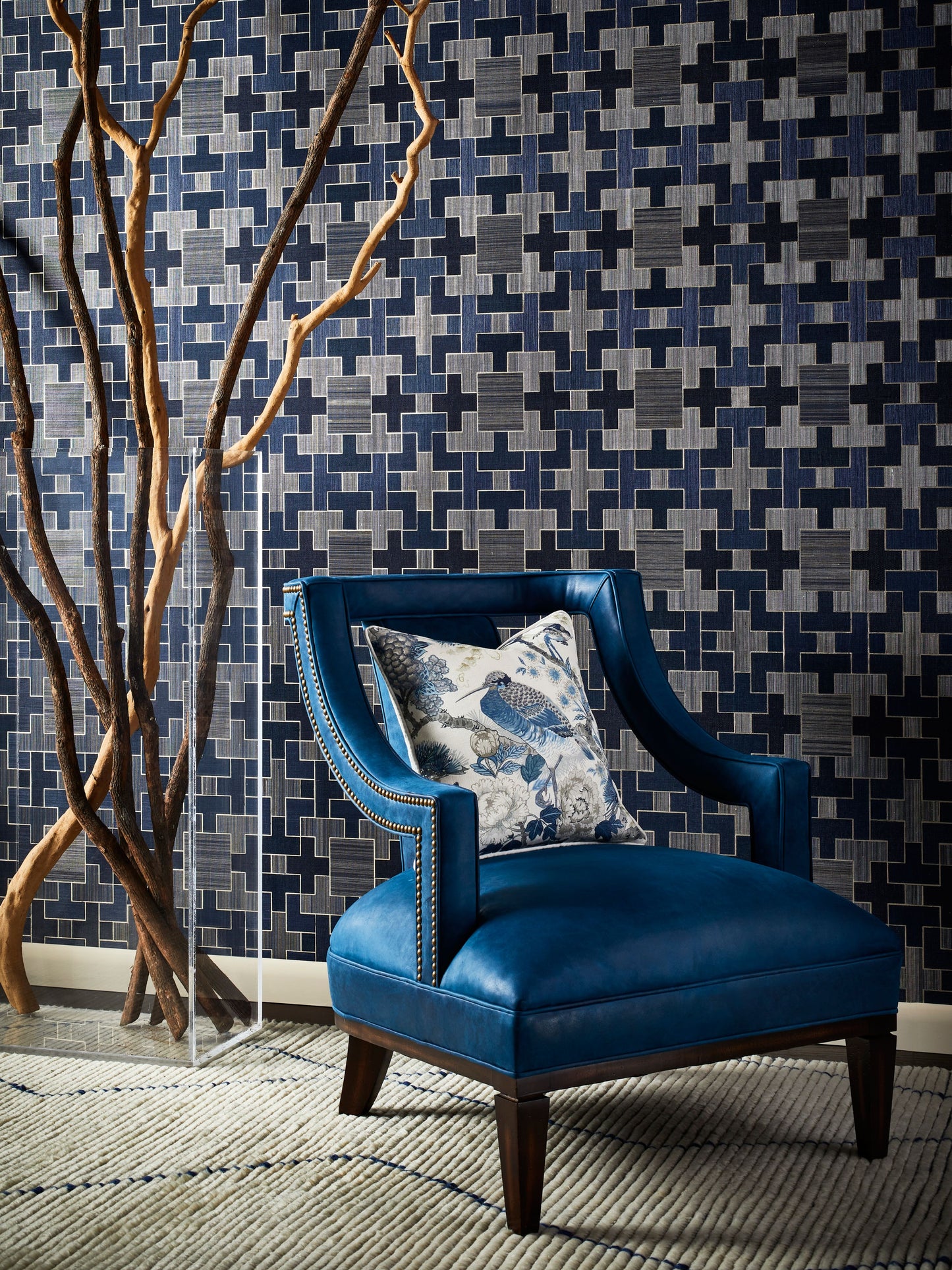 SCALAMANDRE  SHENYANG LINEN PRINT FABRIC PORCELAIN   - SC 000216601 NEW SKU # SC166010002