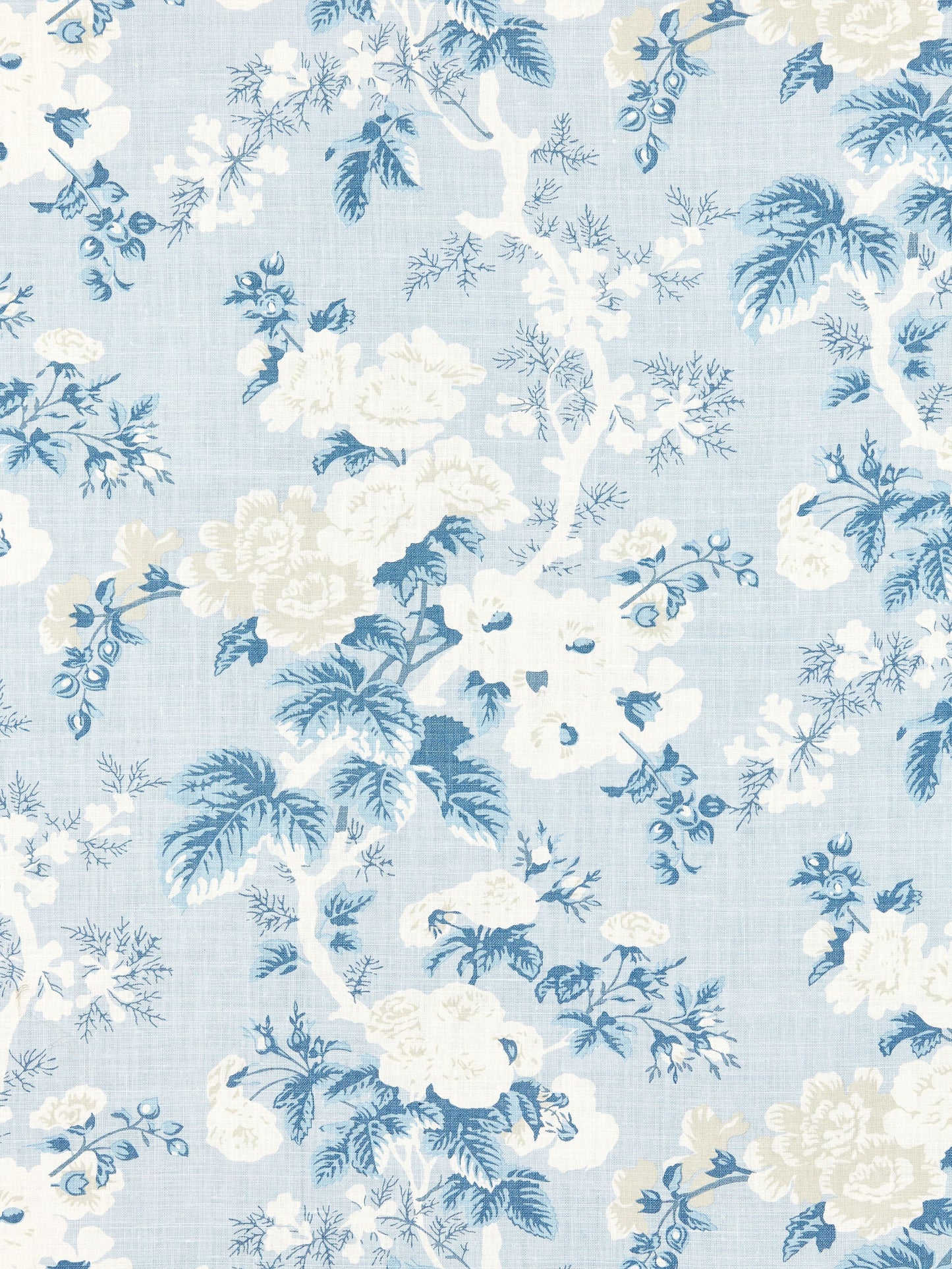 SCALAMANDRE  ASCOT LINEN PRINT FABRIC SKY   - SC 000216602