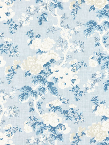 SCALAMANDRE  ASCOT LINEN PRINT FABRIC SKY   - SC 000216602 NEW SKU # SC166020002