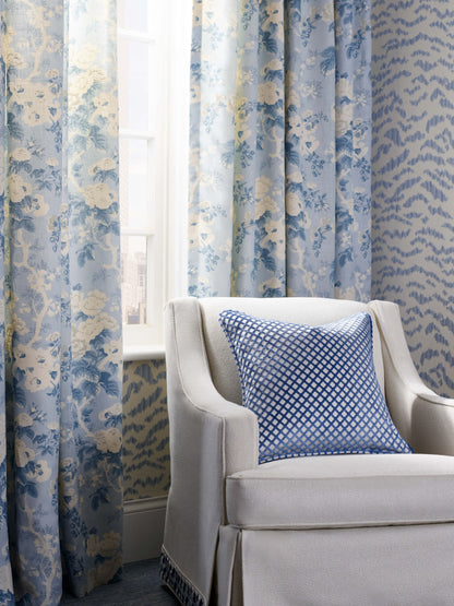 SCALAMANDRE  ASCOT LINEN PRINT FABRIC SKY   - SC 000216602 NEW SKU # SC166020002