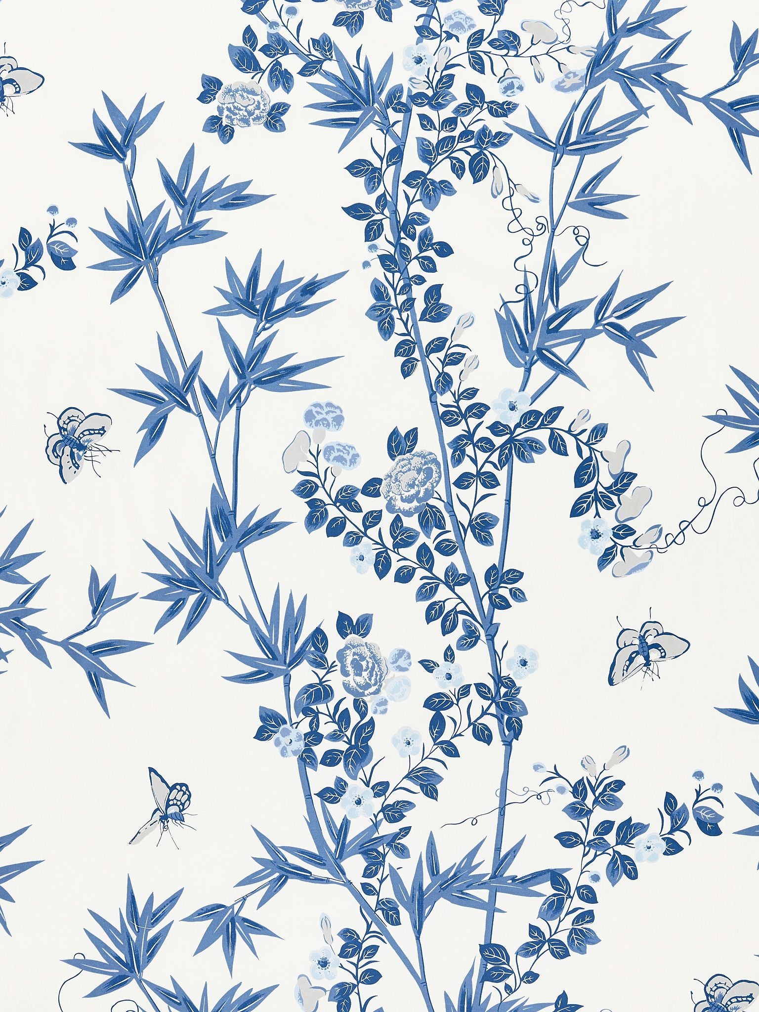 SCALAMANDRE  JARDIN DE CHINE PRINT FABRIC PORCELAIN   - SC 000216608