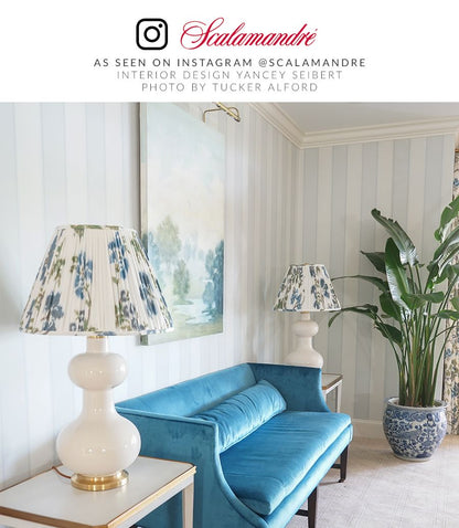 SCALAMANDRE  KEW GARDENS WARP PRINT FABRIC BLUES ON IVORY   - SC 000216611 NEW SKU # SC166110002