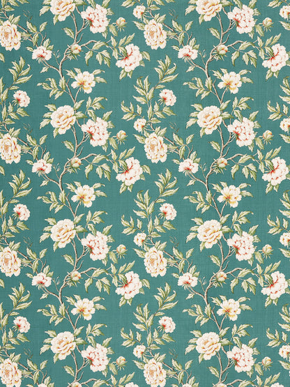 SCALAMANDRE  PEONIA LINEN PRINT FABRIC EMERALD ISLE   - SC 000216616 NEW SKU # SC166160002