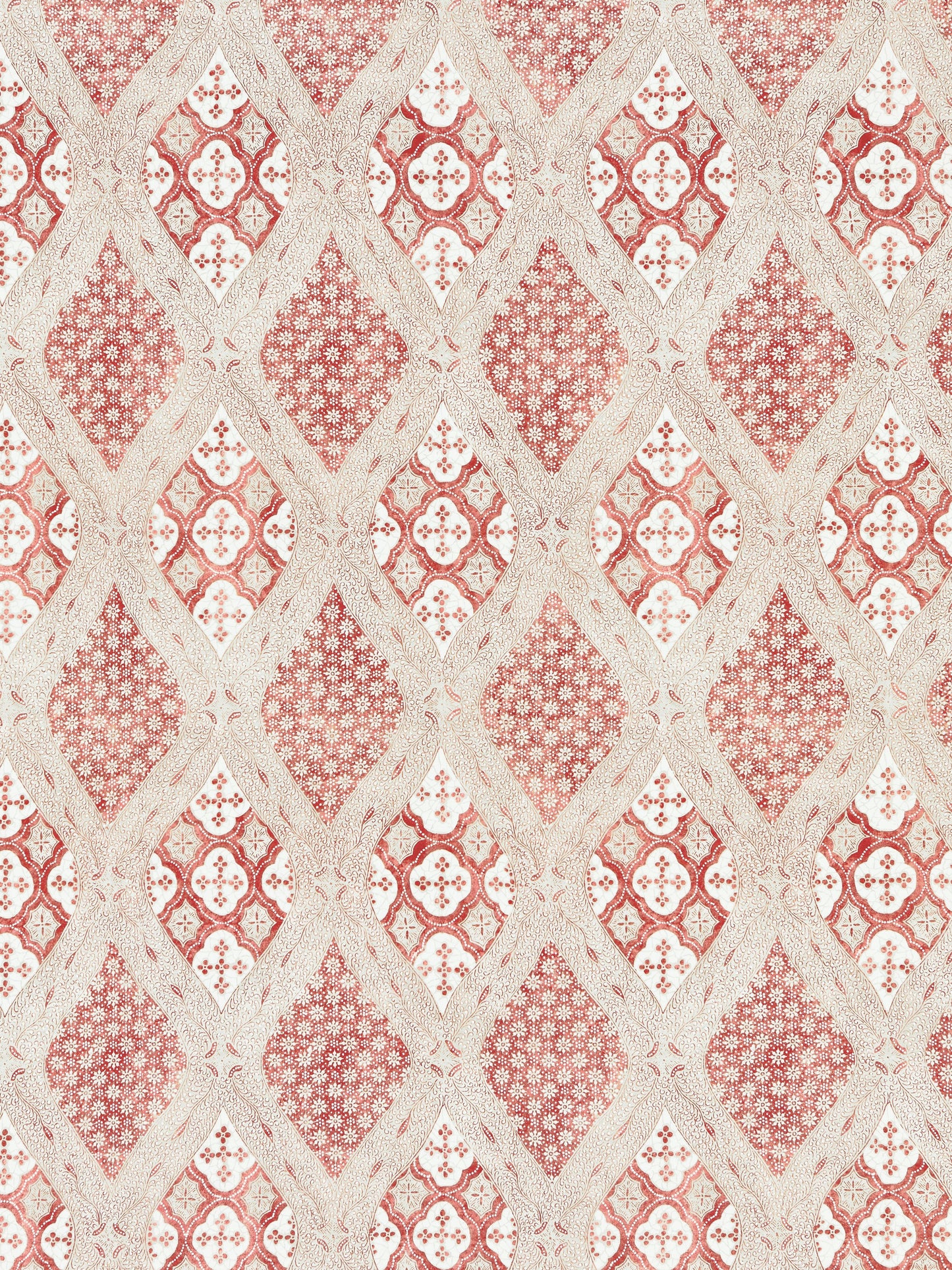 SCALAMANDRE  FARRAH PRINT FABRIC CORAL SPICE   - SC 000216626