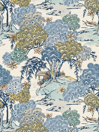SCALAMANDRE  SEA OF TREES PRINT FABRIC BLUE RIDGE   - SC 000216627 NEW SKU # SC166270002