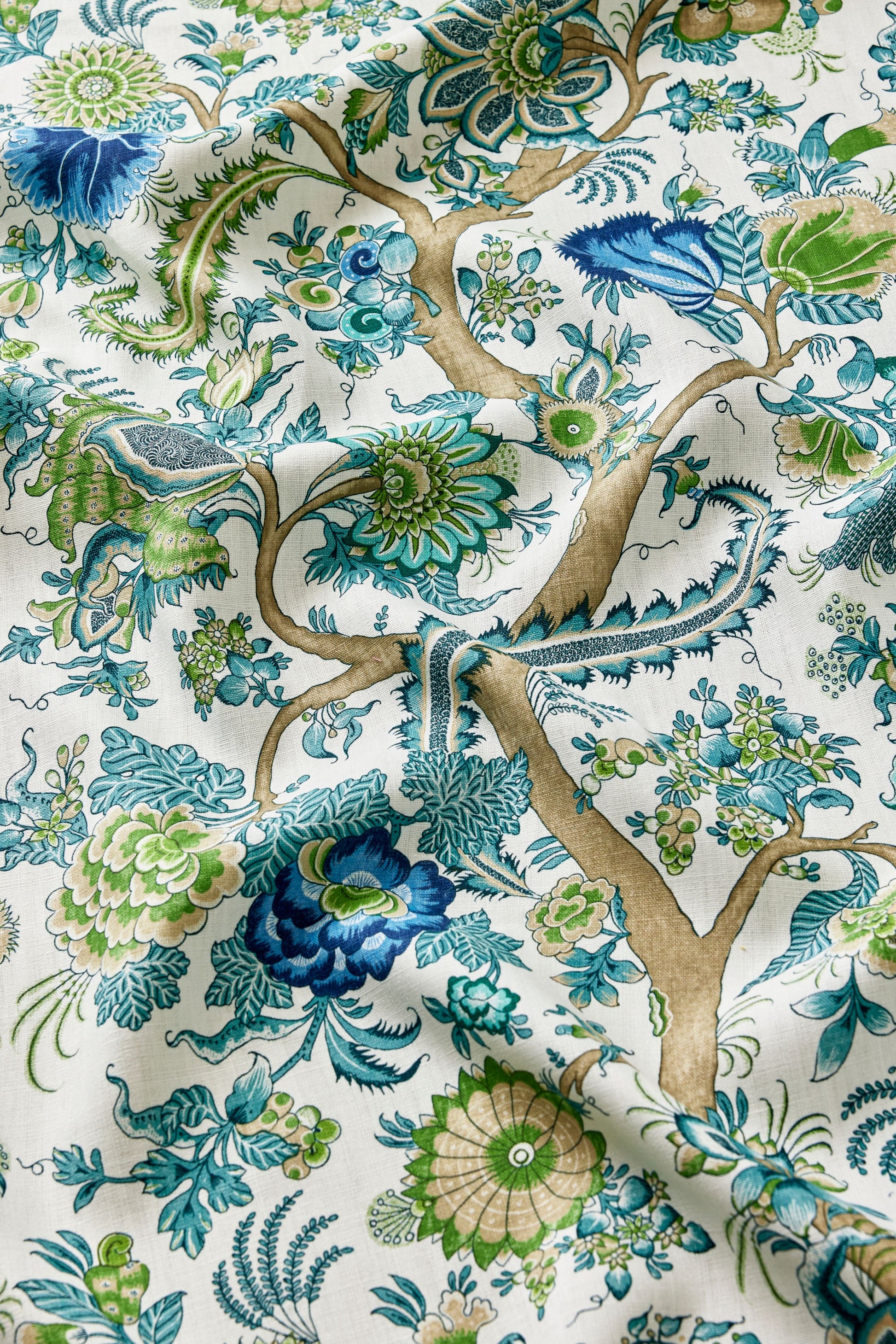 SCALAMANDRE  METROPOLITAN PALAMPORE PRINT FABRIC AEGEAN   - SC 000216649