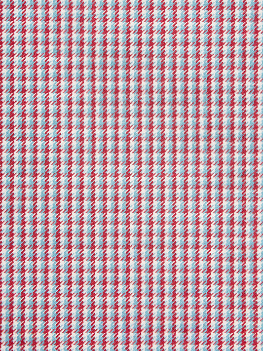 SCALAMANDRE OUTLET  FABRIC TATTERSALL CHECK  FABRIC AQUA , CERISE   - SC 000227013