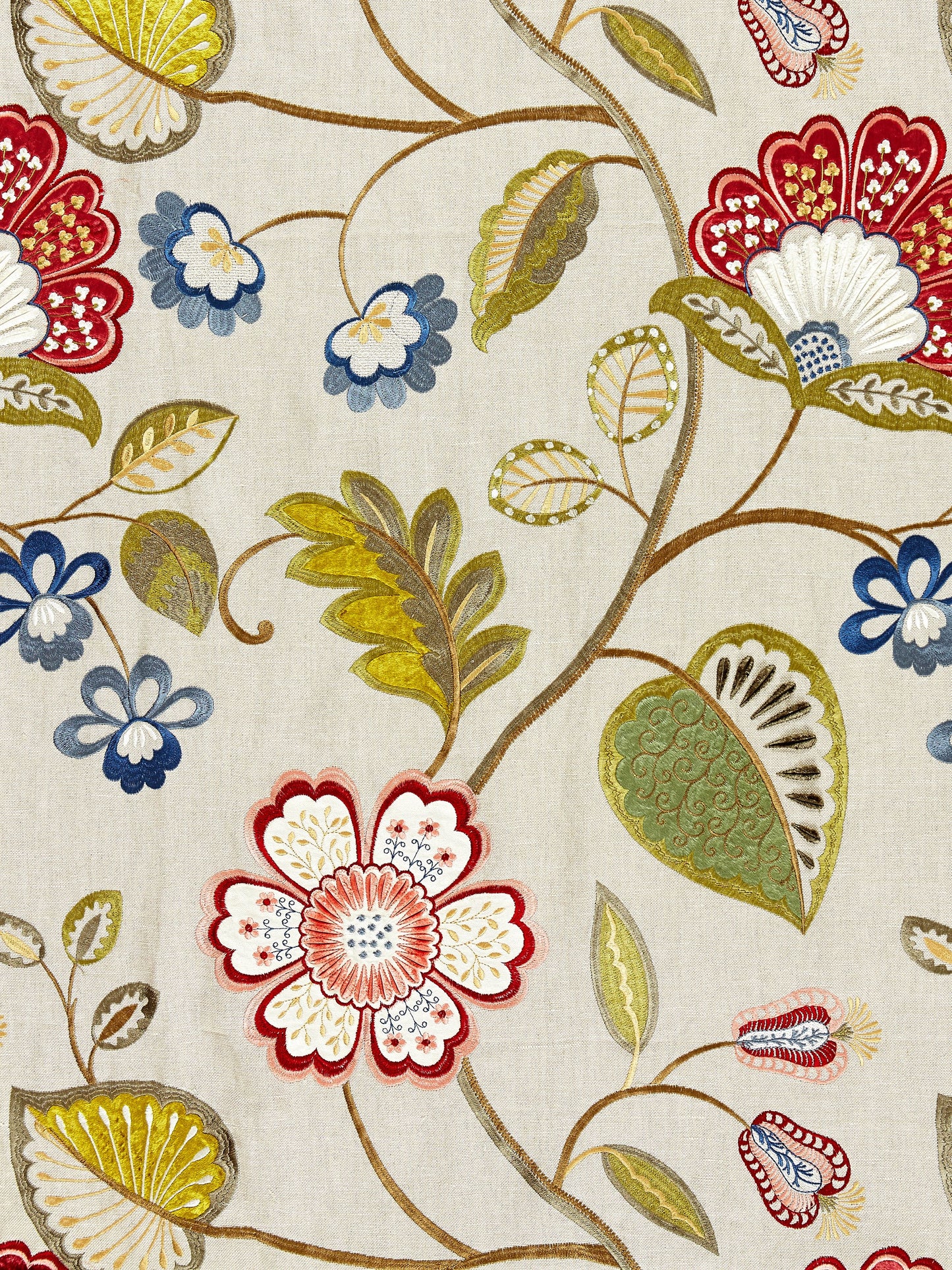 SCALAMANDRE  WILLOWOOD EMBROIDERY FABRIC BLOOM   - SC 000227071