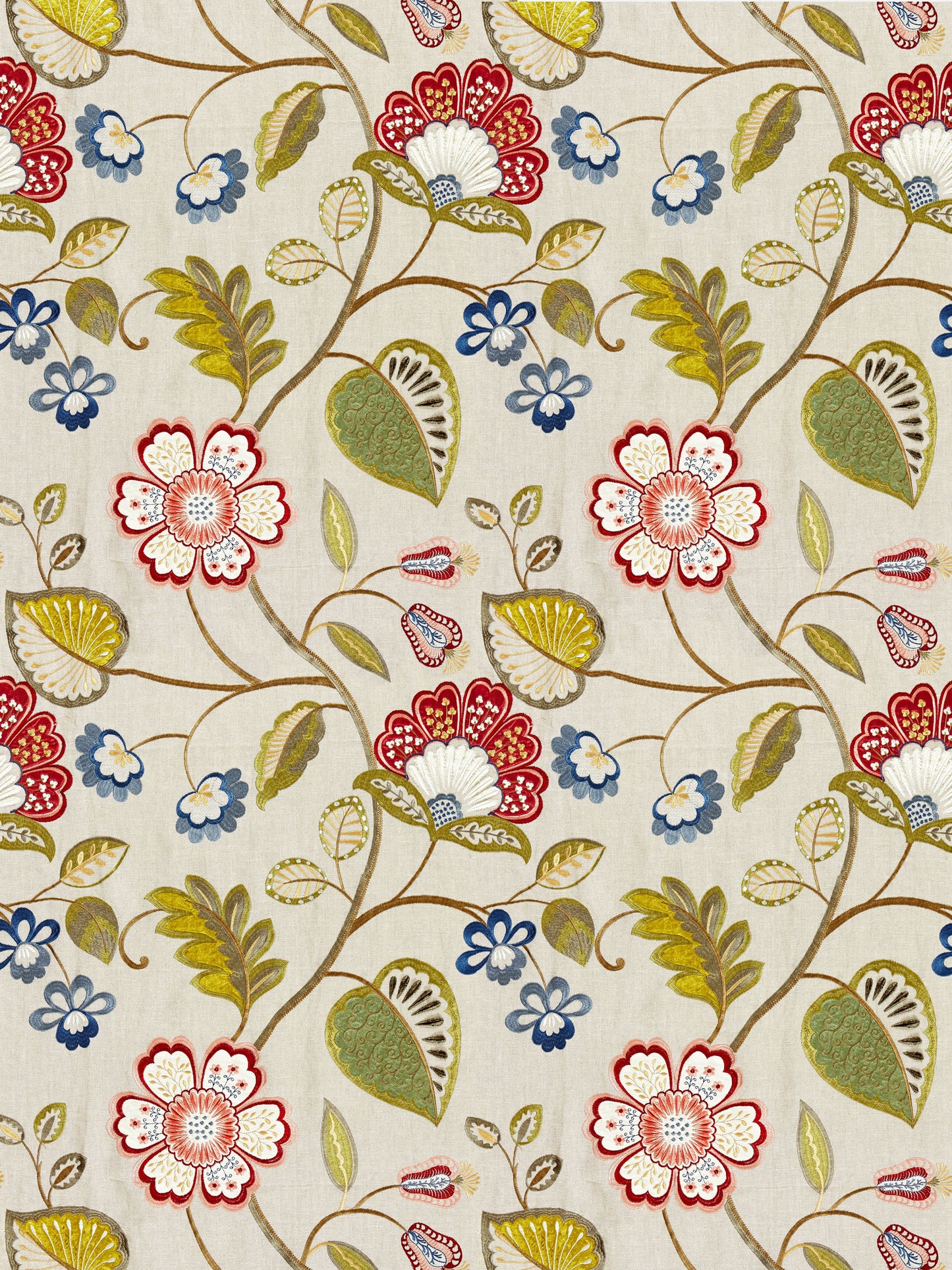 SCALAMANDRE  WILLOWOOD EMBROIDERY FABRIC BLOOM   - SC 000227071 NEW SKU # SC270710002