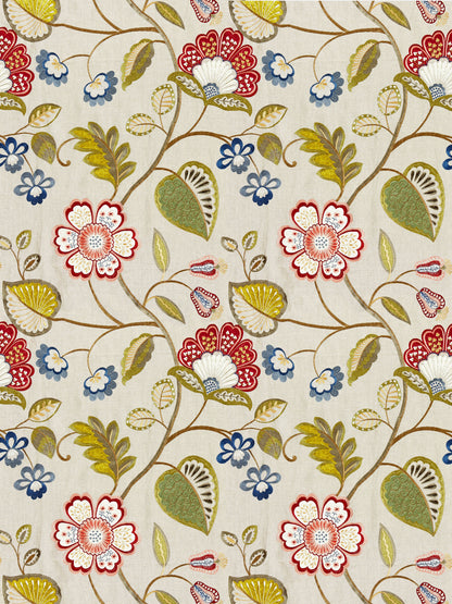 SCALAMANDRE  WILLOWOOD EMBROIDERY FABRIC BLOOM   - SC 000227071 NEW SKU # SC270710002
