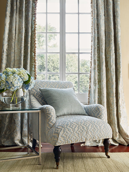 SCALAMANDRE  ELIZABETH DAMASK EMBROIDERY FABRIC AQUAMARINE   - SC 000227086 NEW SKU # SC270860002