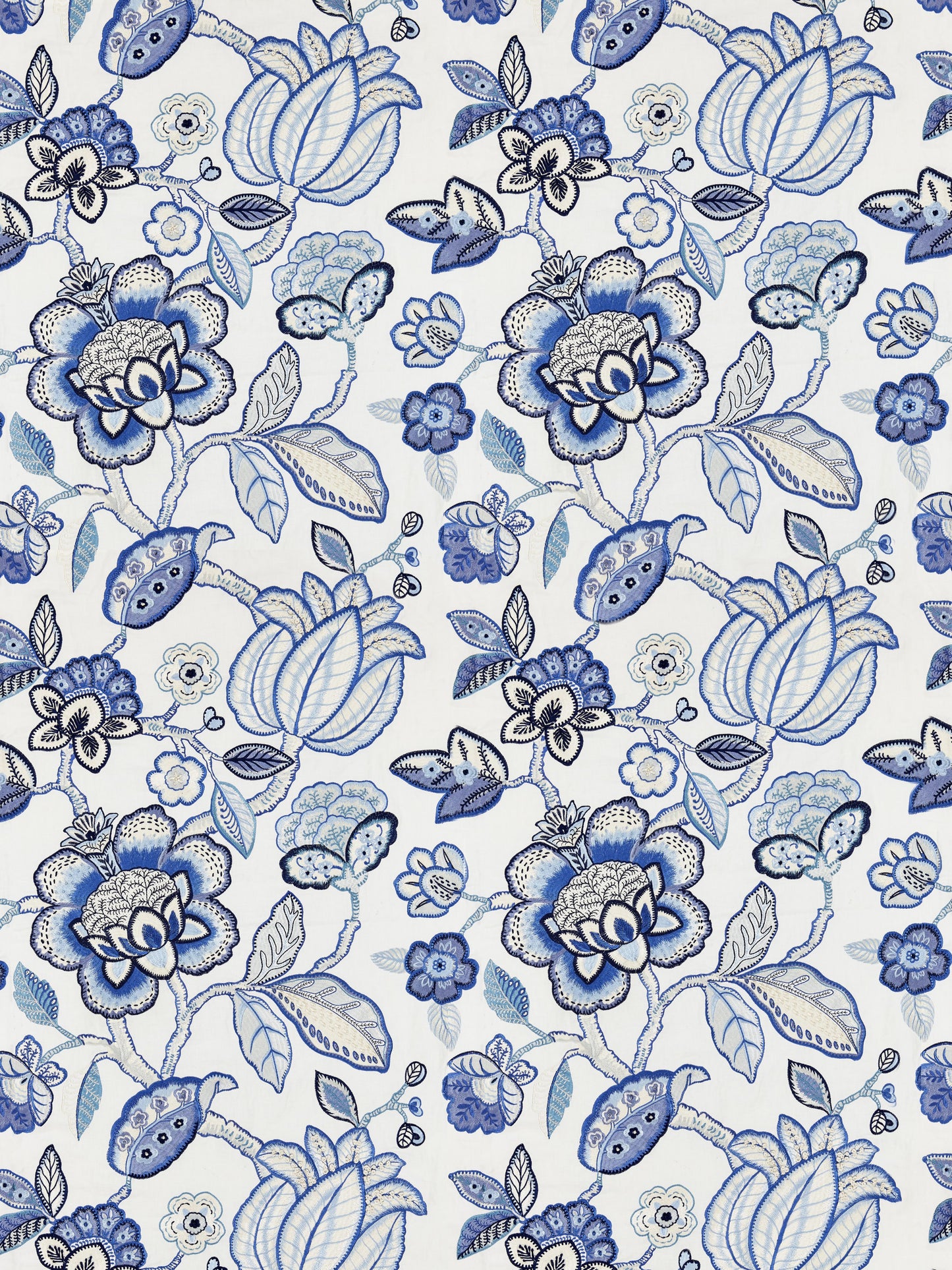 SCALAMANDRE  COROMANDEL EMBROIDERY FABRIC PORCELAIN   - SC 000227126 NEW SKU # SC271260002