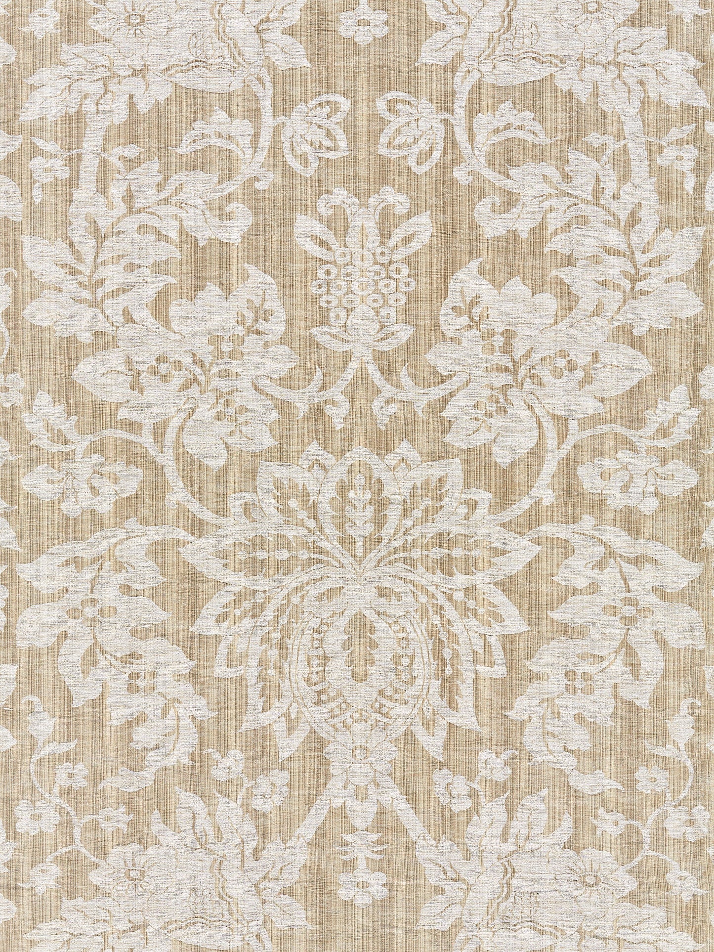 SCALAMANDRE  METALLINE DAMASK FABRIC FLAX   - SC 000227136