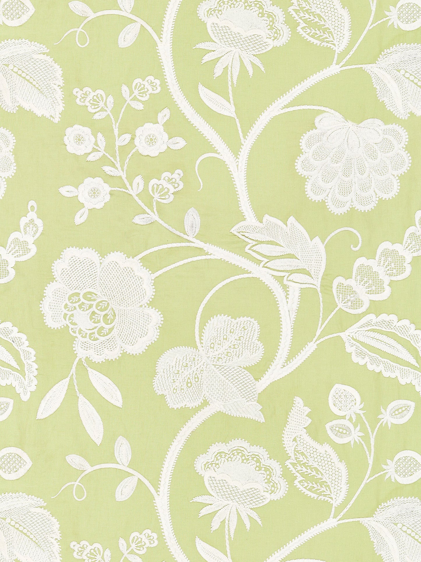 SCALAMANDRE  KENSINGTON EMBROIDERY FABRIC CELERY   - SC 000227151