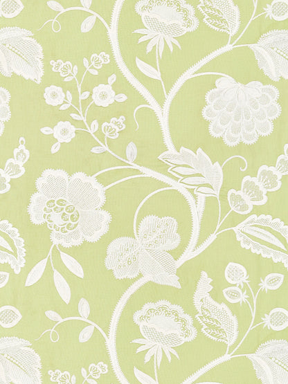 SCALAMANDRE  KENSINGTON EMBROIDERY FABRIC CELERY   - SC 000227151 NEW SKU # SC271510002
