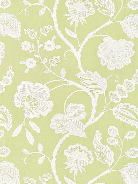 SCALAMANDRE  KENSINGTON EMBROIDERY FABRIC CELERY   - SC 000227151