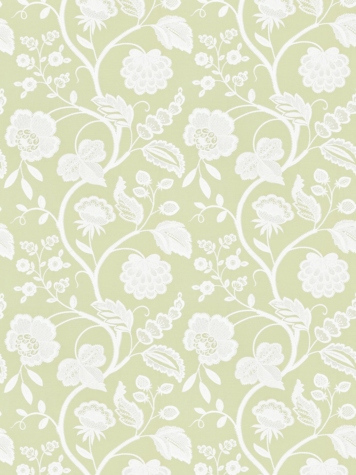 SCALAMANDRE  KENSINGTON EMBROIDERY FABRIC CELERY   - SC 000227151 NEW SKU # SC271510002