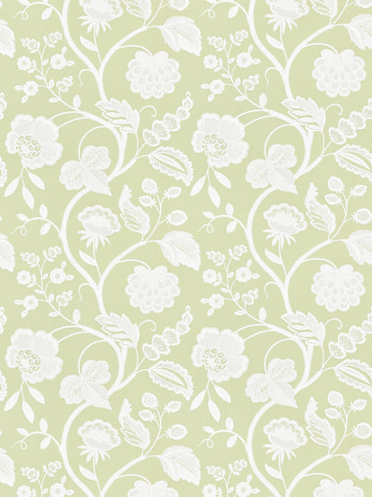 SCALAMANDRE  KENSINGTON EMBROIDERY FABRIC CELERY   - SC 000227151 NEW SKU # SC271510002
