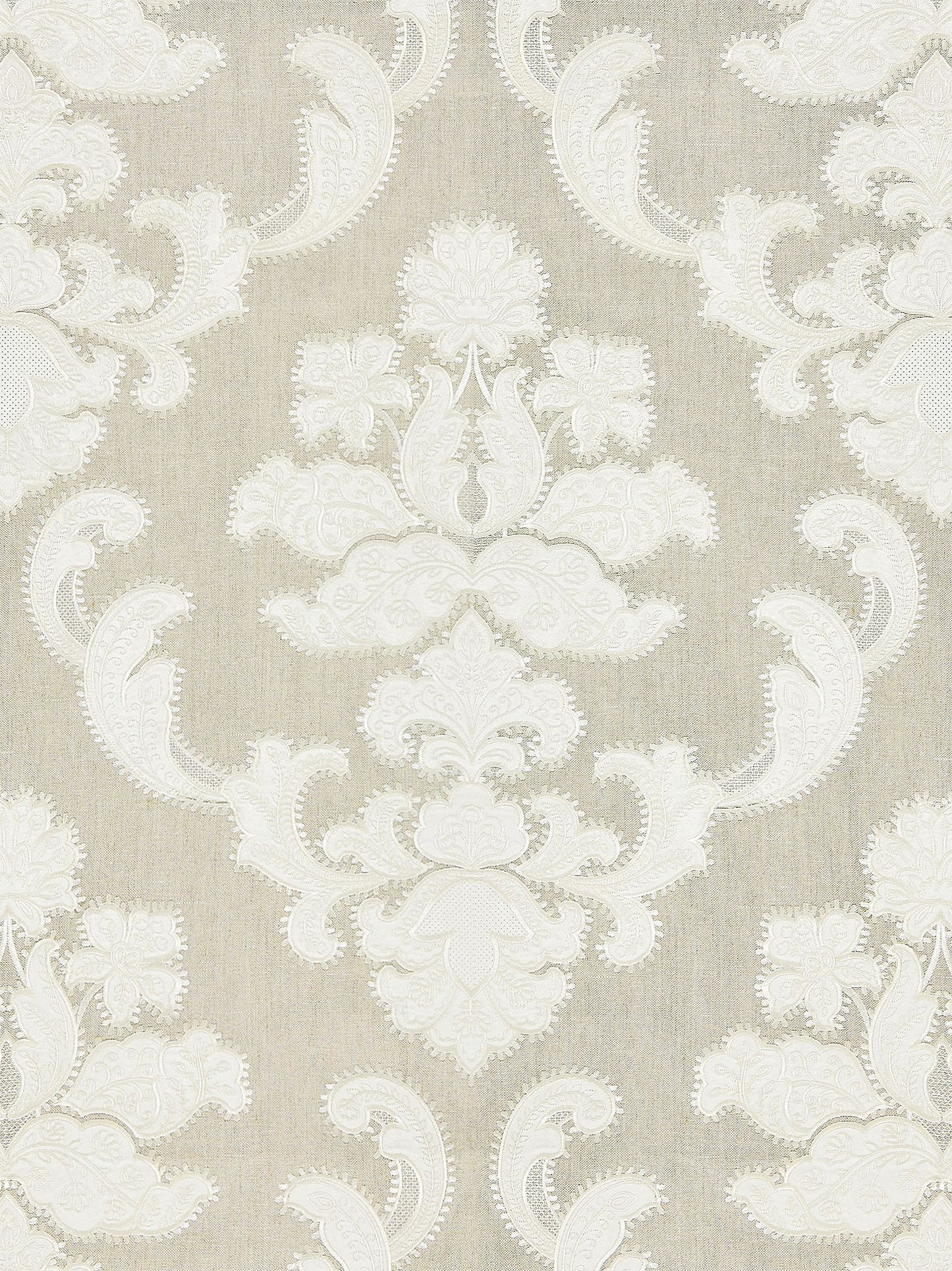 SCALAMANDRE  CORNELIA DAMASK EMBROIDERY FABRIC FLAX   - SC 000227160