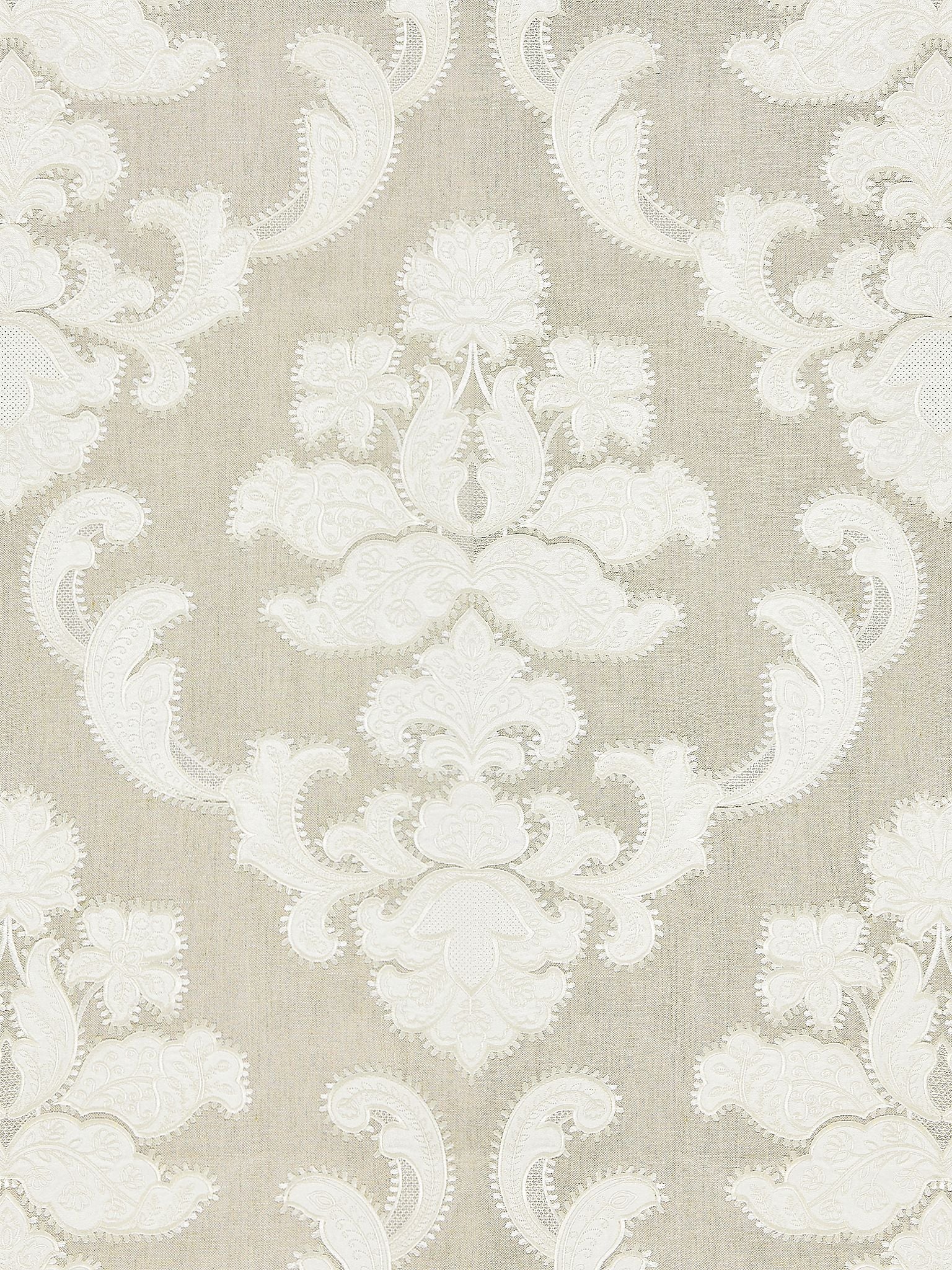 SCALAMANDRE  CORNELIA DAMASK EMBROIDERY FABRIC FLAX   - SC 000227160