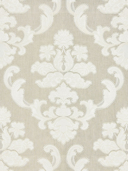 SCALAMANDRE  CORNELIA DAMASK EMBROIDERY FABRIC FLAX   - SC 000227160 NEW SKU # SC271600002