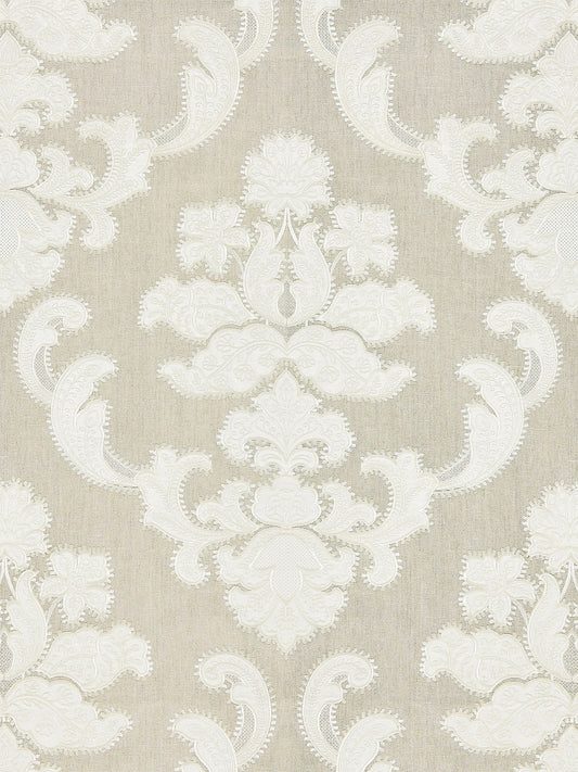 SCALAMANDRE  CORNELIA DAMASK EMBROIDERY FABRIC FLAX   - SC 000227160