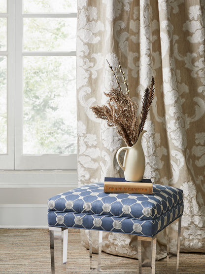 SCALAMANDRE  CORNELIA DAMASK EMBROIDERY FABRIC FLAX   - SC 000227160 NEW SKU # SC271600002