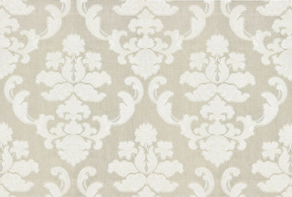 SCALAMANDRE  CORNELIA DAMASK EMBROIDERY FABRIC FLAX   - SC 000227160 NEW SKU # SC271600002