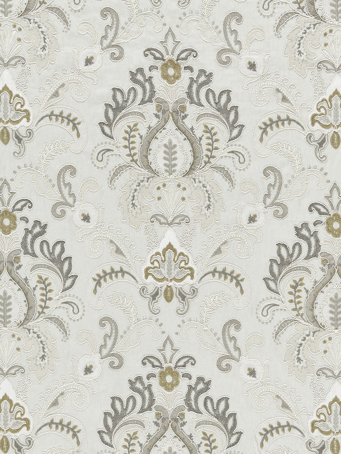 SCALAMANDRE  AVA DAMASK EMBROIDERY FABRIC MINERAL   - SC 000227164